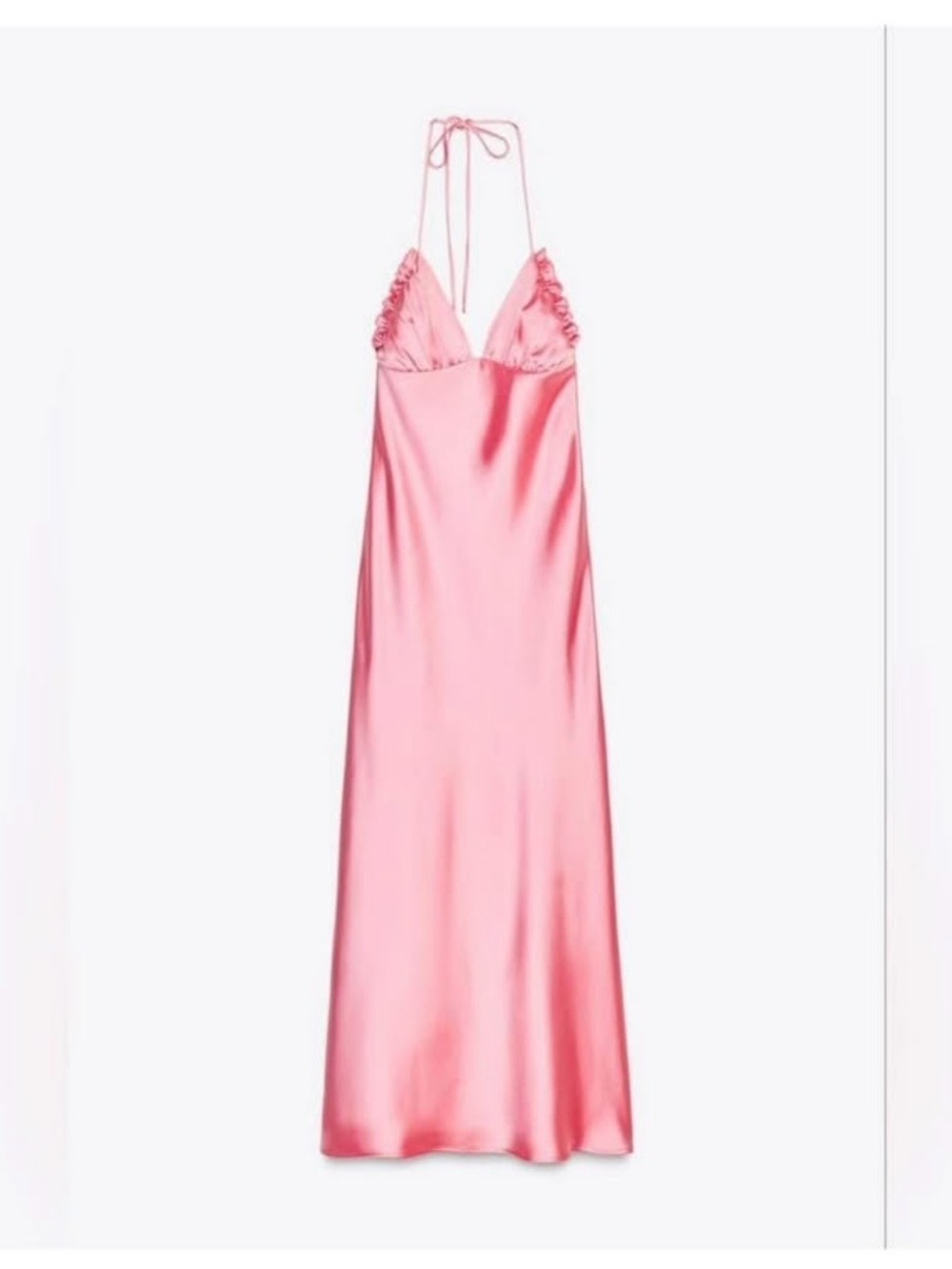 Zara Pink Satin Halter Midi Dress